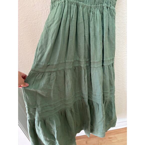Anthropologie Somerset Sage Green Linen Viscose Maxi Dress Size Small $170 - Picture 6 of 10